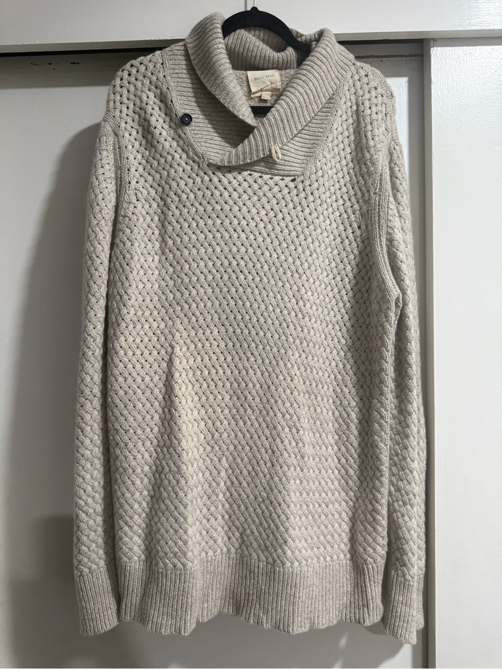Billy Reid Basketweave Cashmere/Wool Blend Shawl Collar Sweater